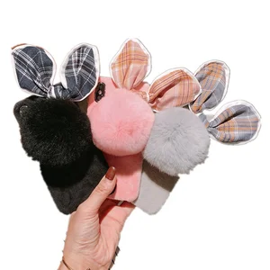iPhone 7 Plus Fur Phone Case Large Bowknot Pom Pom Tail