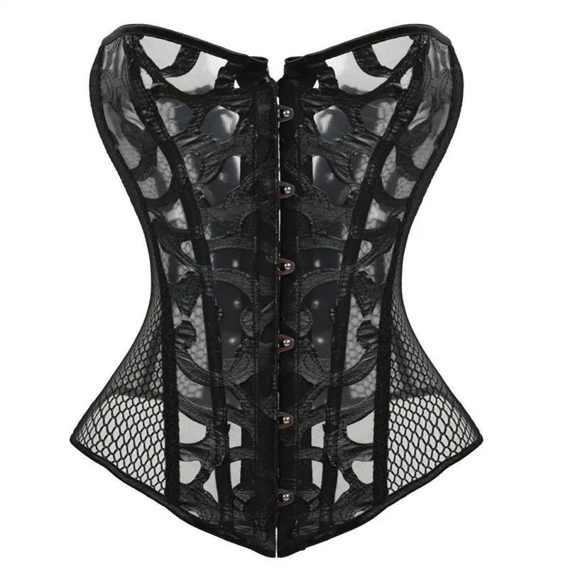 

SL100 Sexy Lace Bustier Mesh Corselet Summer Women Underwear Slim Corset Clothing Lingerie Slimming Party Outfits, Black, white
