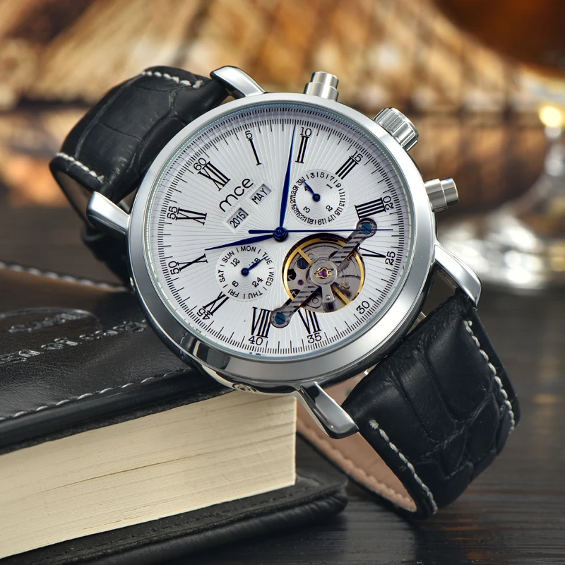 

Mce Famous High Quality Military Skeleton Automatic Movement Chronograph Tourbillon Mechanical Sports Watch, N/a