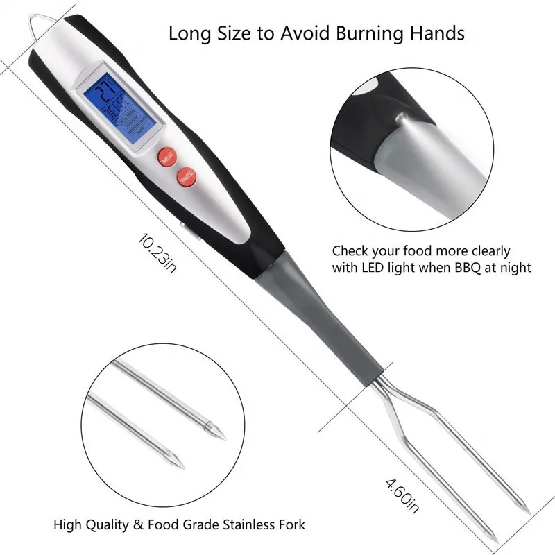 Digital Electronic Fork Kitchen Meat Cooking Bbq Food Grill Thermometer 