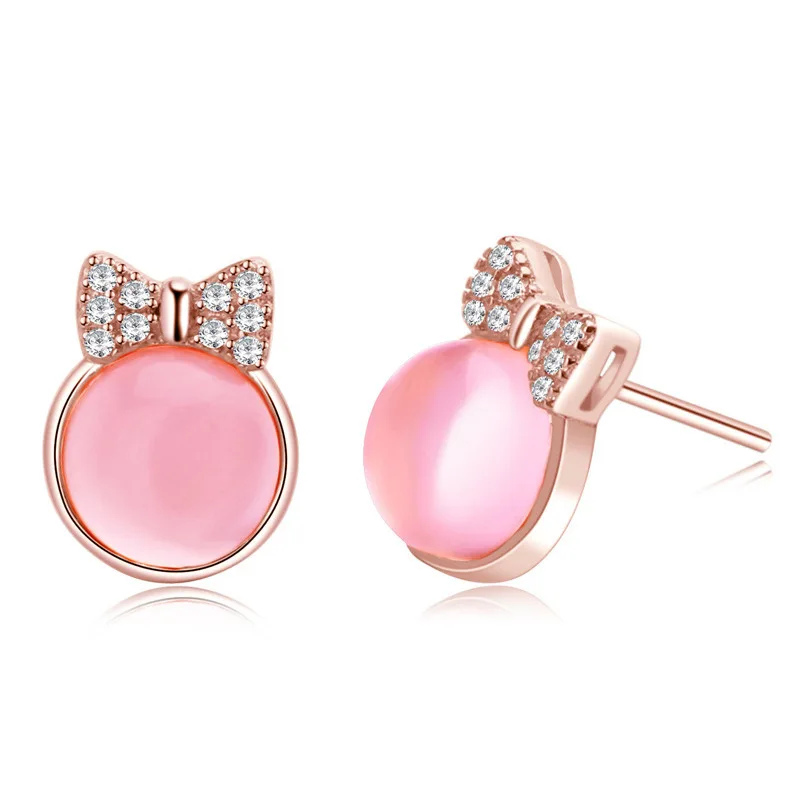 

E120 China wholesale 925 sterling silver Pink CZ earrings