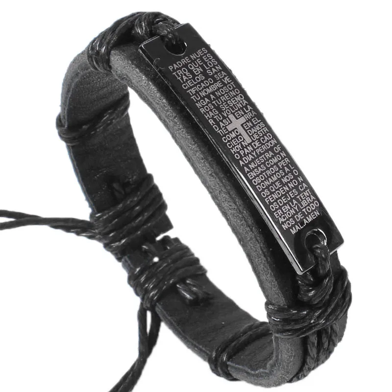 

Factory Wholesale Stock Christian Leather Bracelet Religious