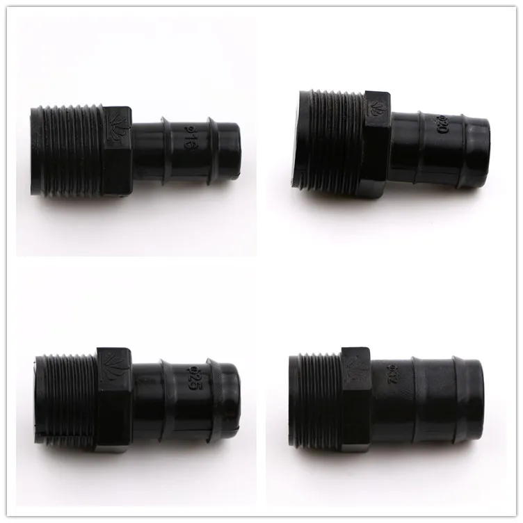 Codo de espiga de plástico de 90 grados y conector de cinta de goteo para tuberías de riego por goteo, de alta calidad