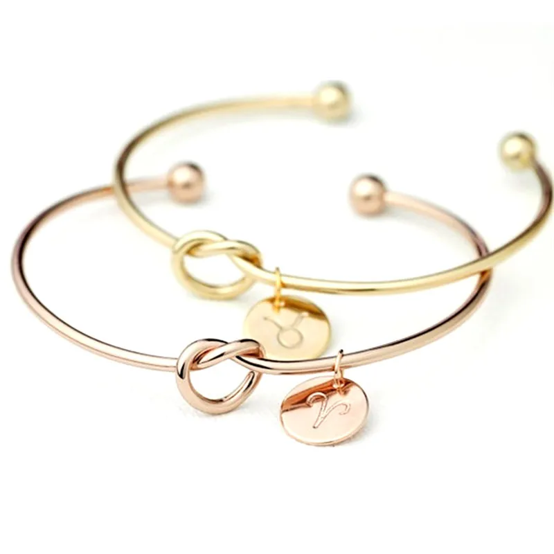 

Top Selling Fashion Metal Zodiac Bracelet In Silver/Gold and Rose Gold Color Charm Bracelet New Cuff Bracelet for Women