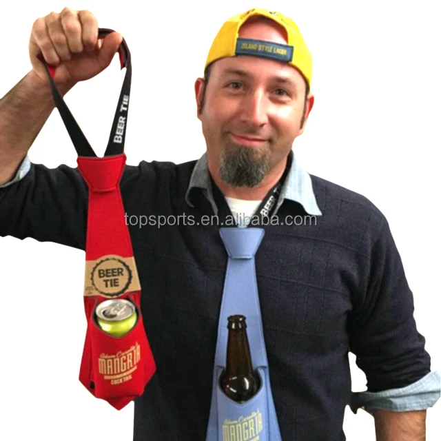 Neoprene Necktie Can Cooler Tie Can Cooler Holders With Pocket For Can