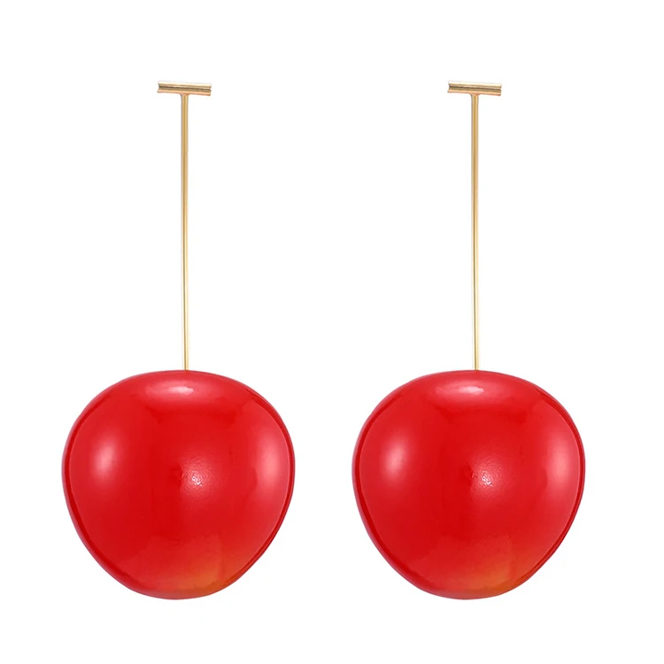 

New Resin Cute Round Women Dangle Earrings Red Cherry Fruit Drop Earrings For Women(KER158), Same as the picture