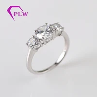 

3 moissanite stone 14k white gold engagement ring with 1piece 6mm and 2pieces of 4mm moissanite stones