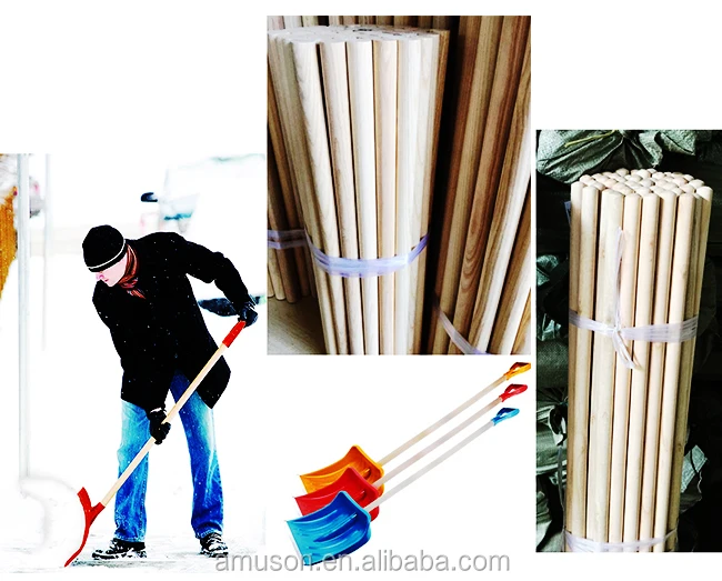 broom pole machinery wooden handle sticks 24-Inch Heavy Duty Poly Snow Pusher