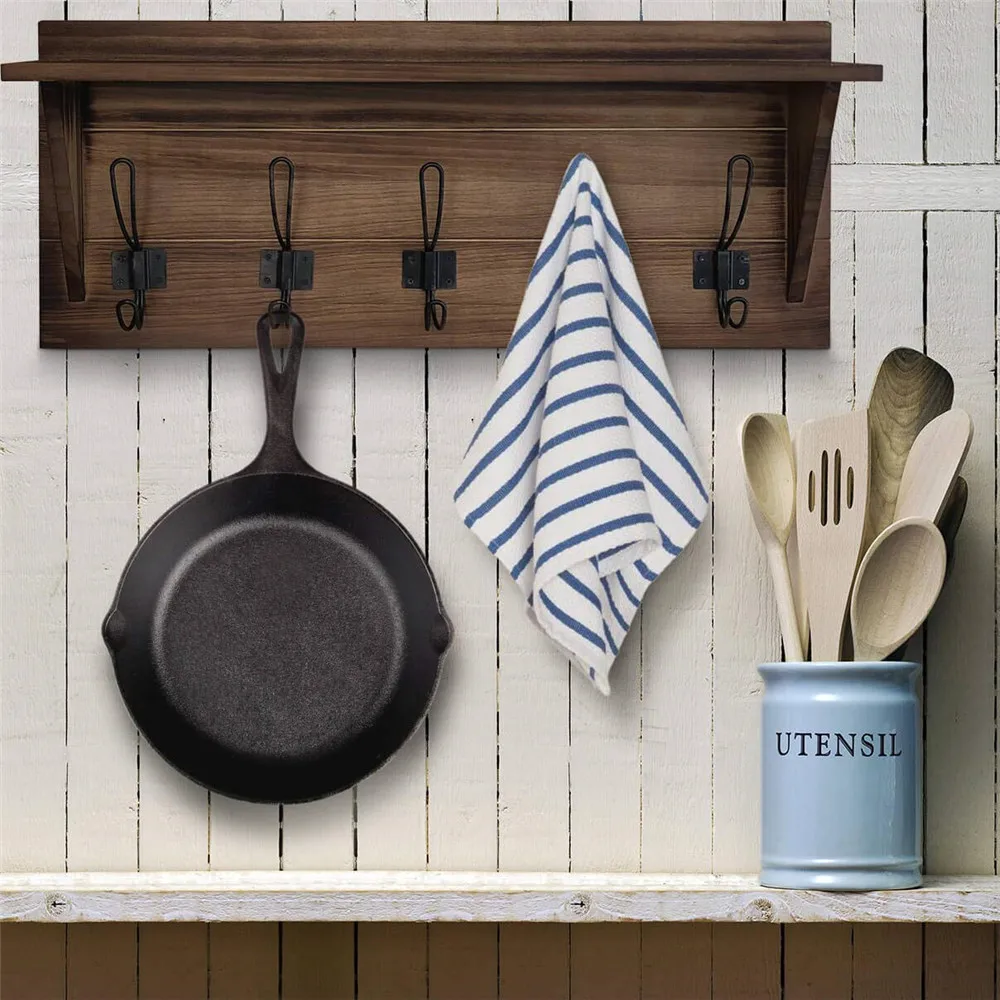 
Rustic Wall Mounted Coat Rack Shelf 