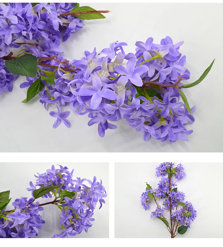 Artificial Flowers Flocked Lilac Bouquet Real Touch Wedding Flower