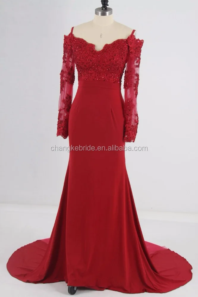 

wholesale 2017 Lace Mermaid Evening Dress factory Long Sleeve Evening Gown, As customer's require