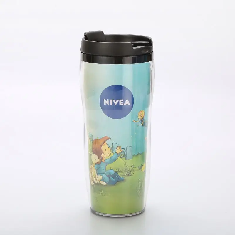 

Double wall cheap paper insert plastic mug coffee mug, Customized