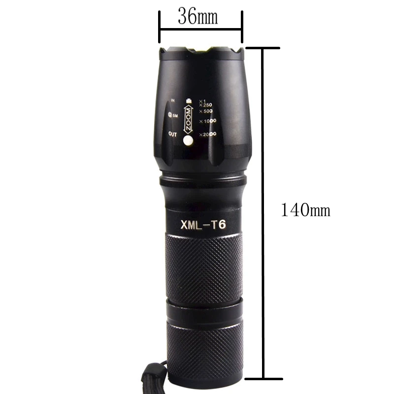 Handheld Rechargeable 18650/26650 T6 5 Modes Most Powerful Flashlight with Zoom