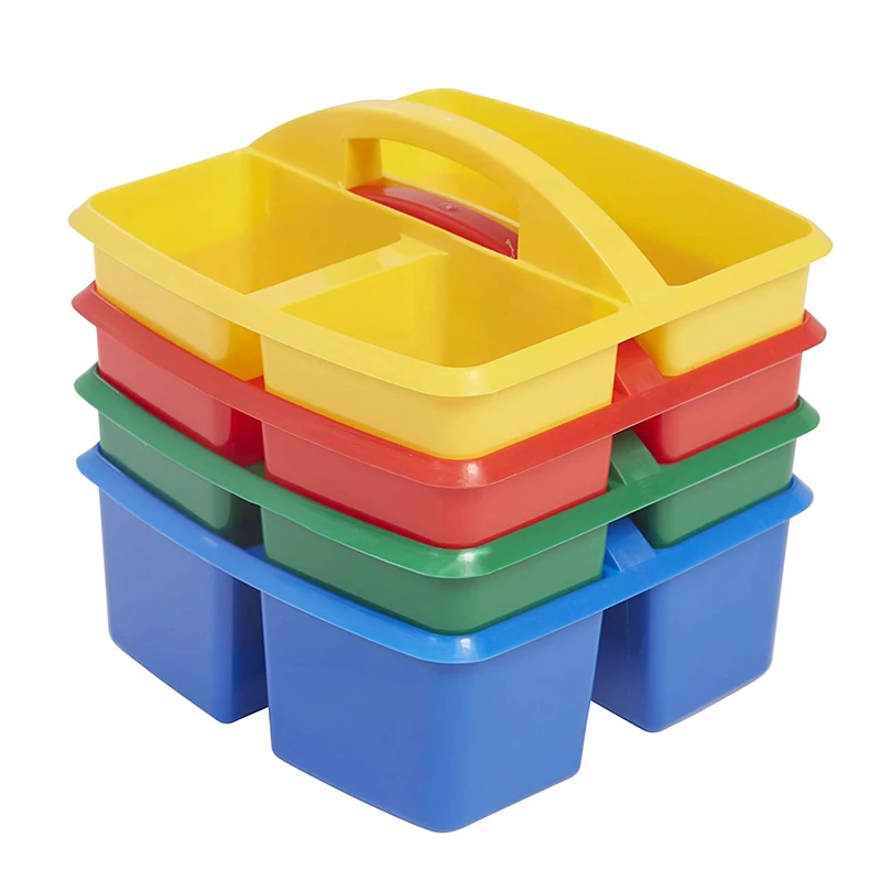 

Constructed with Durable plastic Stackable design Small 3 Compartment School Art Caddy Assorted Plastic Caddy, Can be customization