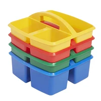 

Constructed with Durable plastic Stackable design Small 3 Compartment School Art Caddy Assorted (4-Pack) Plastic Caddy