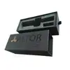 Black drawer box custom die cut EVA foam insert paperboard box for bicycle parts packaging with gold foil logo