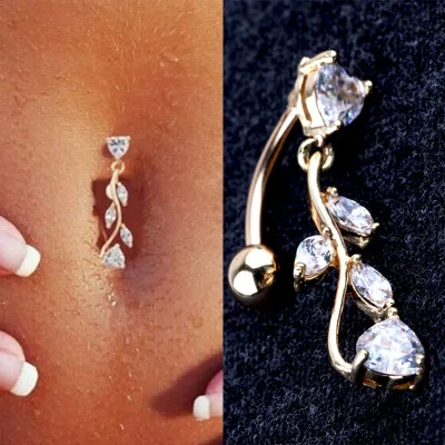 

Factory wholesale stylish top selling piercing belly button ring, Gold or silver plated