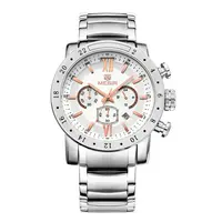 

Megir 3008 Mens Top Brand Luxury Chronometer Army Military Watches Stainless Steel Calendar Chronograph Quartz Wristwatch