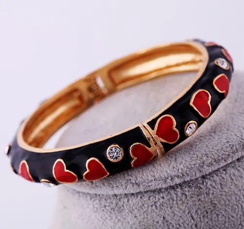 

sl0052 Vintage Enamel Red Heart Alloy Bangle Bracelets Online Fashion Jewelry