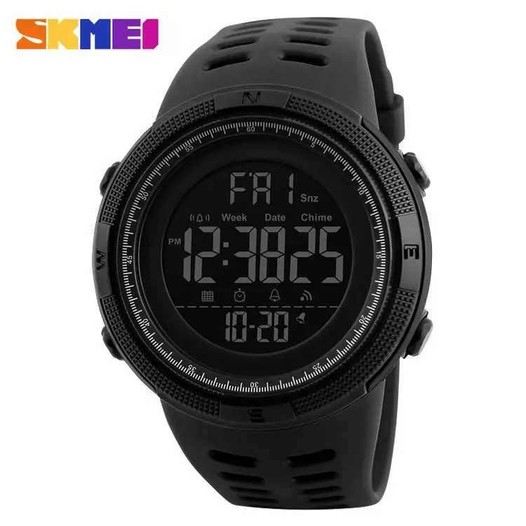 

SKMEI 1251 Multi-functional Rubber LED Digital Military 50M Waterproof Watches Man Fashion Light Week Stop Watch, 7 color for you choose