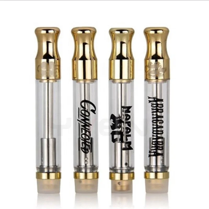 

Rechargeable 510 CBD Cartridge Vape Pen Custom package 1ml oil e cig brass knuckless, Ss/gold/custom