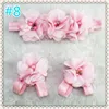2014 Cute baby barefoot sandals with headband set pink flower baby shoes with hair bands