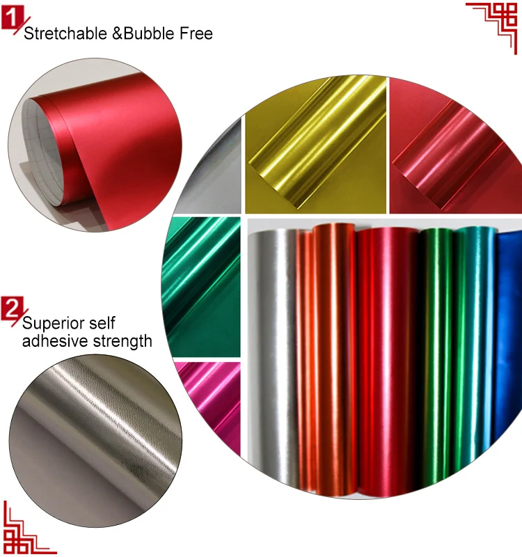 High Quality Pvc Adhesive Vinyl Roll 1.52*18m White Satin Chrome Car
