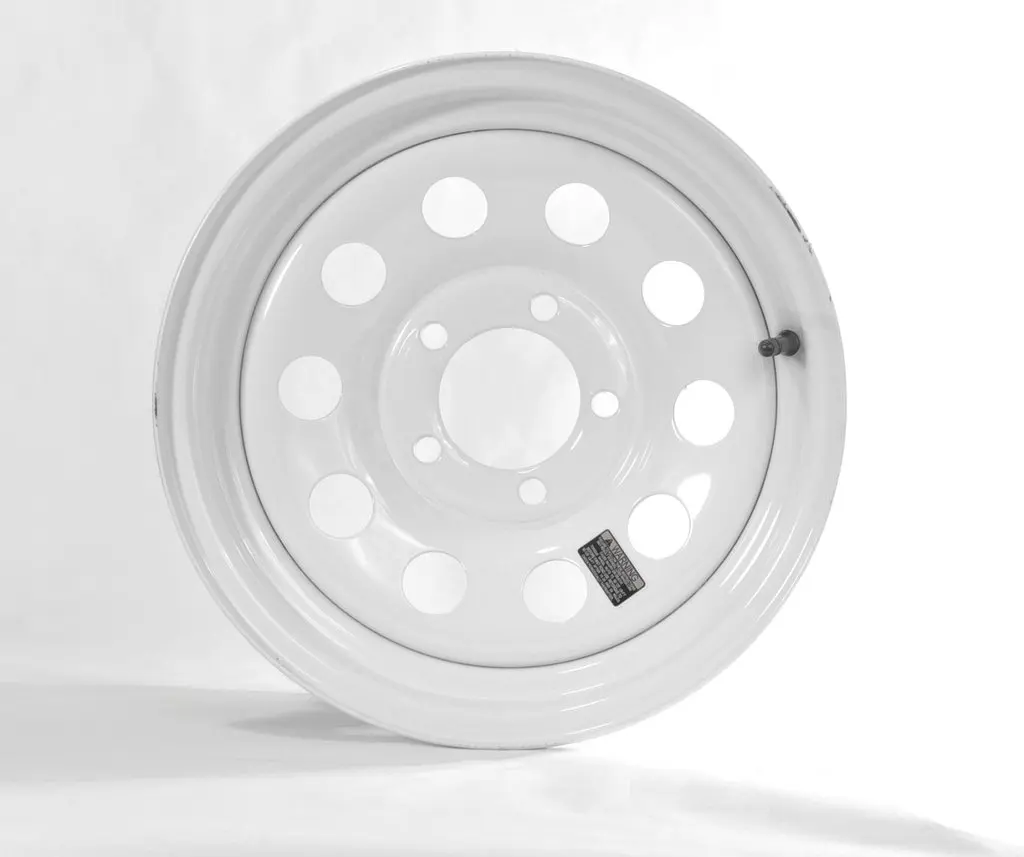 eCustomRim Trailer Rim Wheel 15" 15X6 5 Lug Hole Bolt Steel Highway Wheel White Modular