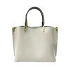 Wholesale fashion high quality real white leather tote casual ladies bag