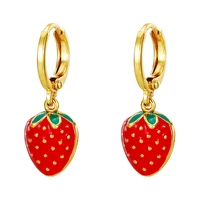 

xuping special offer adorable strawberry dubai gold earrings, angle cute girls gift drop earring joyeria bisuteria