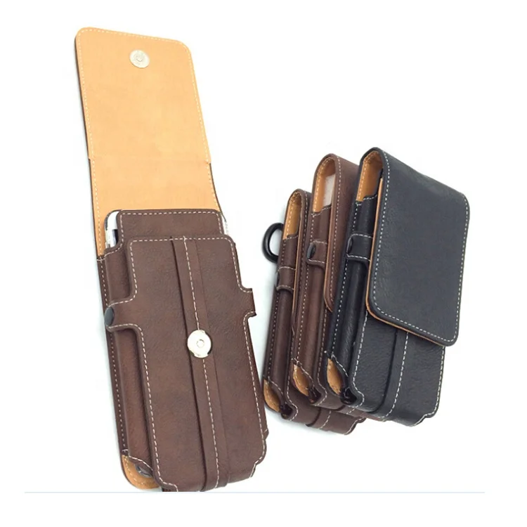 

Universal PU Leather Waist Pack Holster Belt Pouch Mobile Phone Case with Card Holders