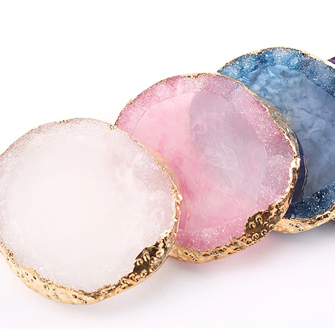 

Nail Tips Holder Gilt Display Plate Agate Design Crystal Resin Palette for Nail Art Manicure Tools