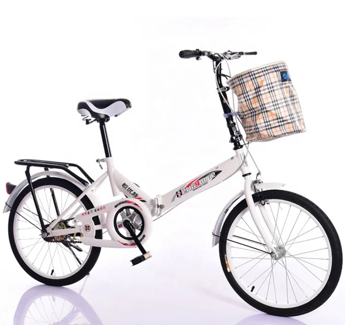 

Small Portable Folding Bicycle with Front Basket for Lady