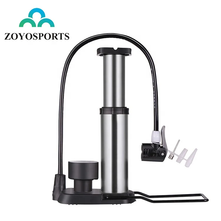 

ZOYOSPORTS Mini Aluminum Alloy Bicycle Foot Air Pump With Pressure Gauge Portable Floor Bike Pump, Gold /silver