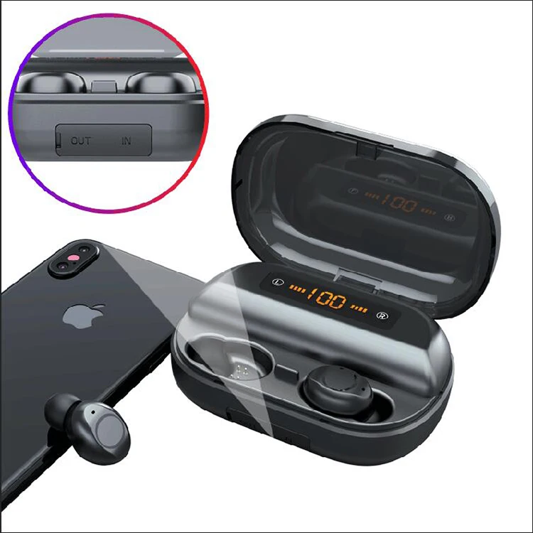 

Wireless Headphones, V4.2 Bluetooth Earbuds Sweatproof Earphones with Charging Box,Mini Invisible Stereo Headset, Black