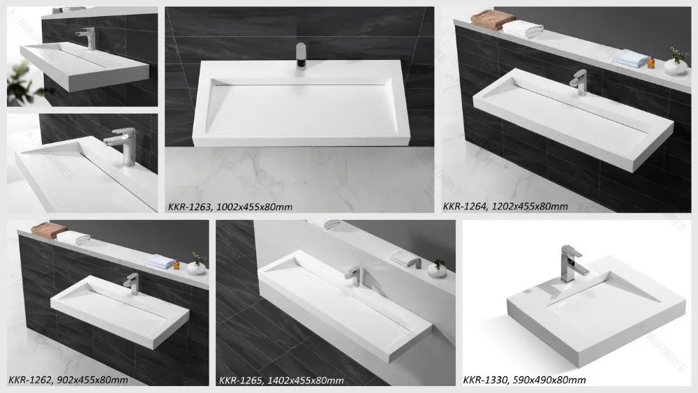 Europe Popular White Matt Solid Surface Slope Basin Bathroom