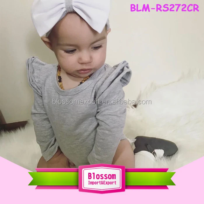 Blank Short Sleeve Long Leg Baby Icing Ruffle Romper Lap Shoulder One