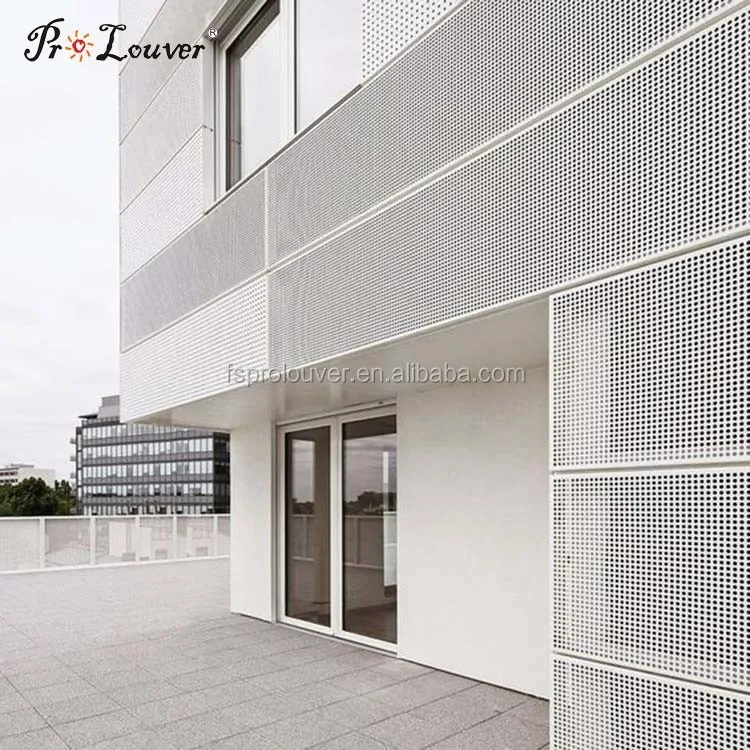 Aluminum Exterior Perforated Sheet Metal Facade With Decorative Screen