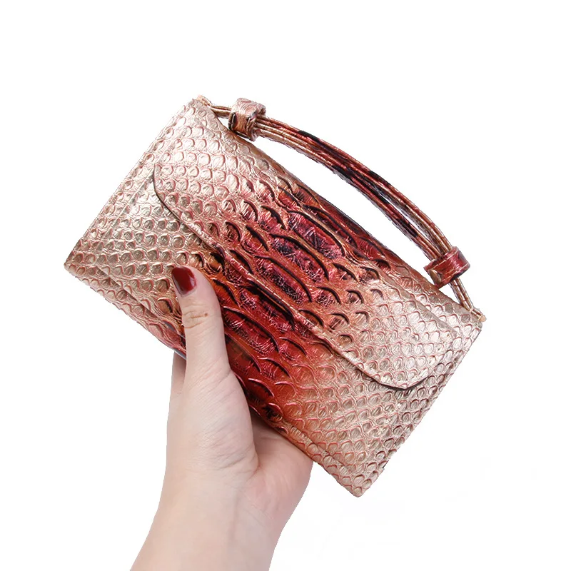 

Luxury Genuine Python Leather Hand Bags Cross Body Shoulder Bag Snakeskin Designer Day Clutch Chain Crossbody Bag, Orange,red,black,blue,white