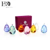 H&D Multi-colored Crystal Glass Pear Group Decoration Crystal Craft for Home Wedding Decoration Crystal Gift