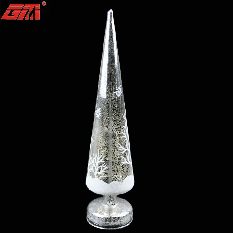 Mercury finish artificial led lighted mini glass christmas tree supplier