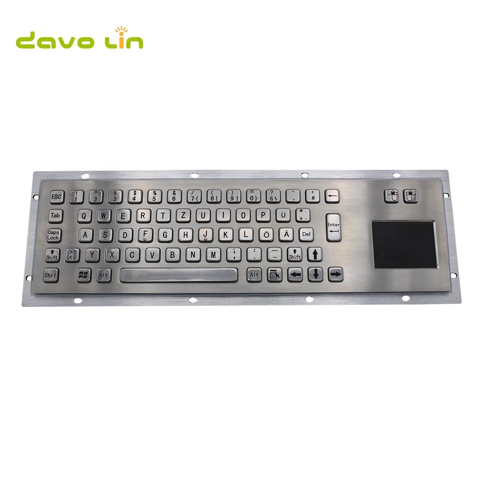 

Germany language Metal Kiosk Keyboard with Touchpad Metal touch Pad keypad rugged keyboard Hebrew