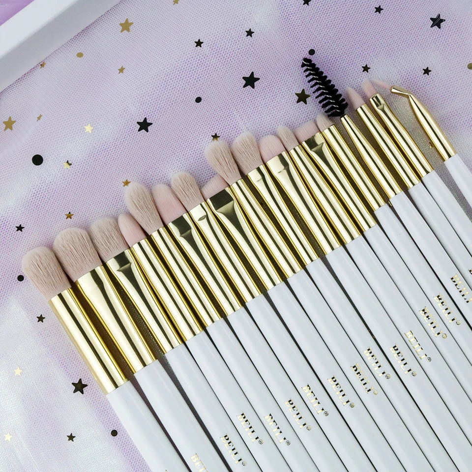

New BEILI Makeup brushes Cosmetic Wholesale Make up brush Synthetic Hair Makeup Tool white vegan 18pcs eye makeup brushes