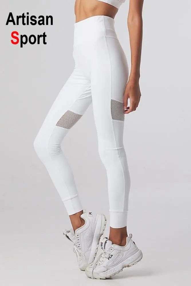 
White Mesh Tights Sexy Custom Private Label Seamless High Waist Women fitness sport Set Activewear tights Leggings Yoga Pants 