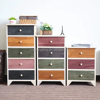 Colorful Solid Wood Chest Of Drawers Storage Cabinet With