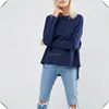 Ladies Fashion street Clothing Wholesale Women's long tail elongated tee 95% Cotton5% Elastane Oversized Long Sleeve T-shirt