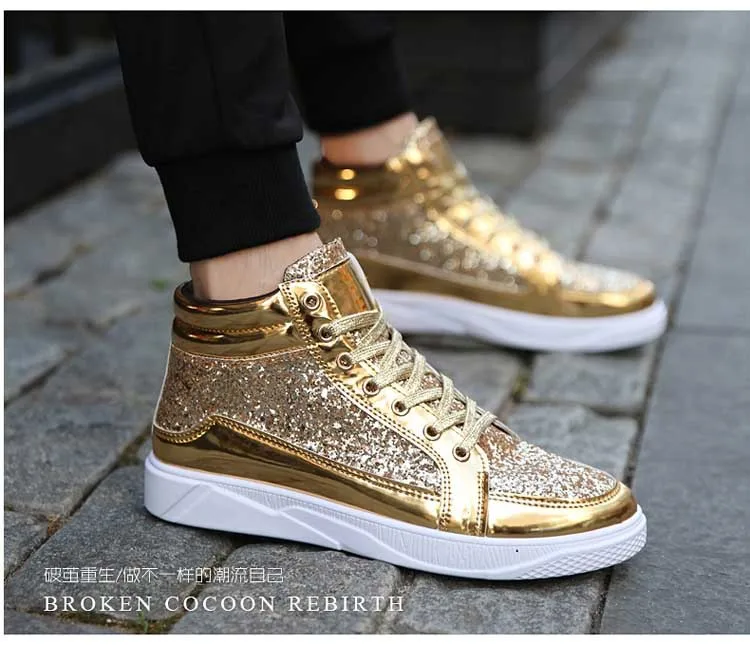 

Fashion Sport Shoes Street Dance Shoes Men Boots Glitter Casual Shoes