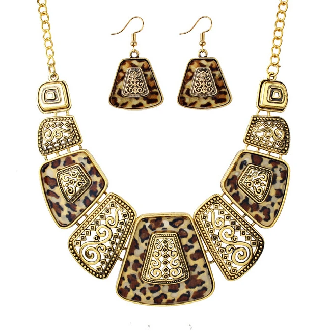 

Fashion leopard necklace and earrings set jewelry set wholesale GL328, As photo