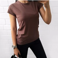 

High Quality 18 Color S-XL Plain T Shirt Women Cotton Elastic Basic T-shirts Female Casual Tops Short Sleeve T-shirt Women 002