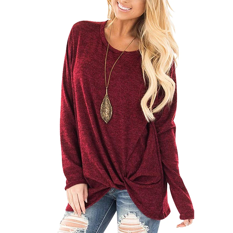 

Latest Design Fashion Solid Color Women Long Sleeve Autumn Blouse, As show